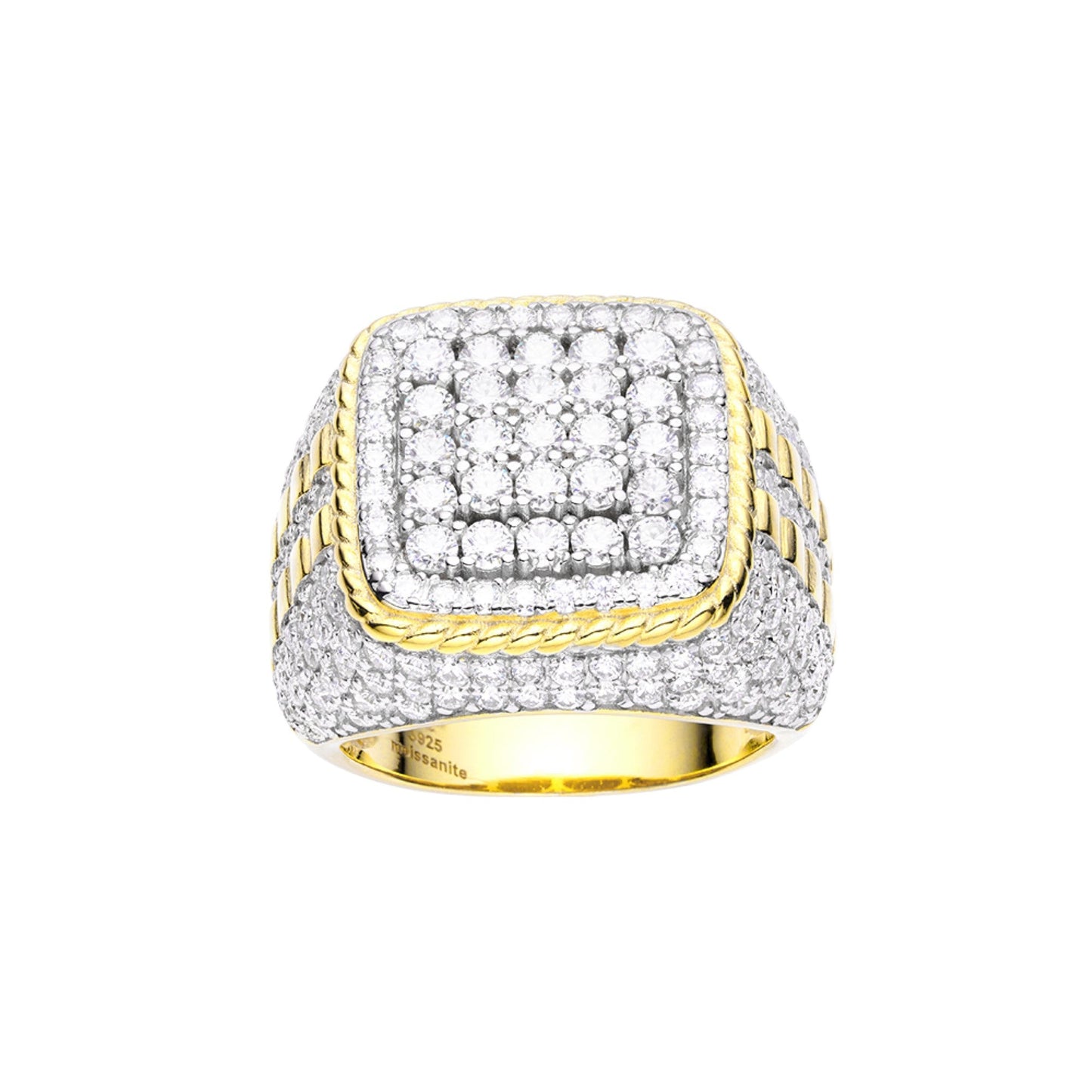 Sterling Silver Moissanite Carat Men Ring Size 10 (RP) 4-1/4 Ctw