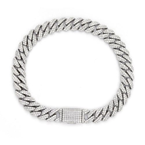 Sterling Silver Moissanite 8Mm Cuban Bracelet 8Inch 5 Ctw