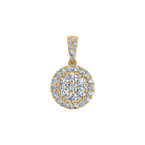14K Yellow Gold Moissanite Round Shape WoMen Designer Pendants 7/8 Ctw