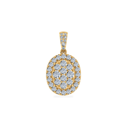 14K Yellow Gold Moissanite Oval Shape Halo Floral WoMen Designer Pendants 1-1/4 Ctw