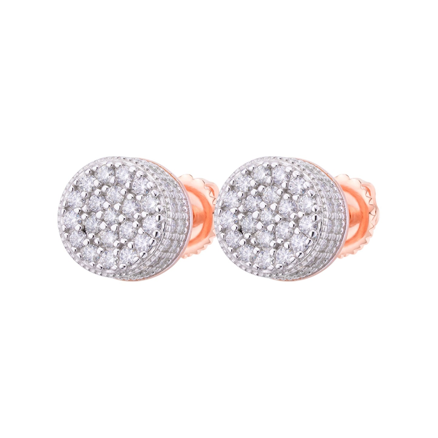 Sterling Silver Round Moissanite Cluster Designer Stud Earrings 7/8 Ctw