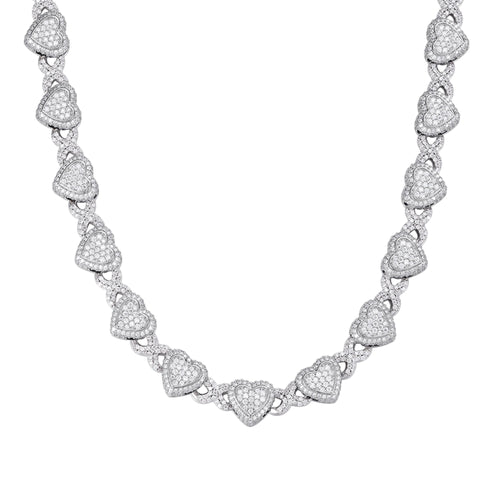 Sterling Silver Round Moissanite Infinity Heart Designer 18 Inch Necklace 19 Ctw