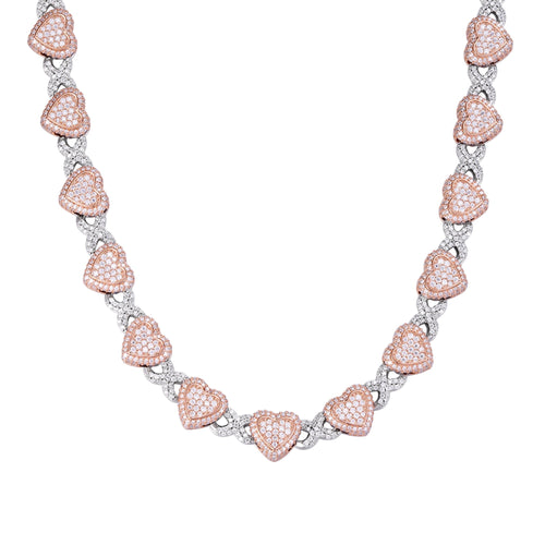 Sterling Silver Round Moissanite Infinity Heart Designer 18 Inch Necklace 19 Ctw