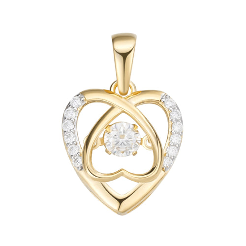 Sterling Silver Round Moissanite Infinity Heart Designer Pendant 3/8 Ctw
