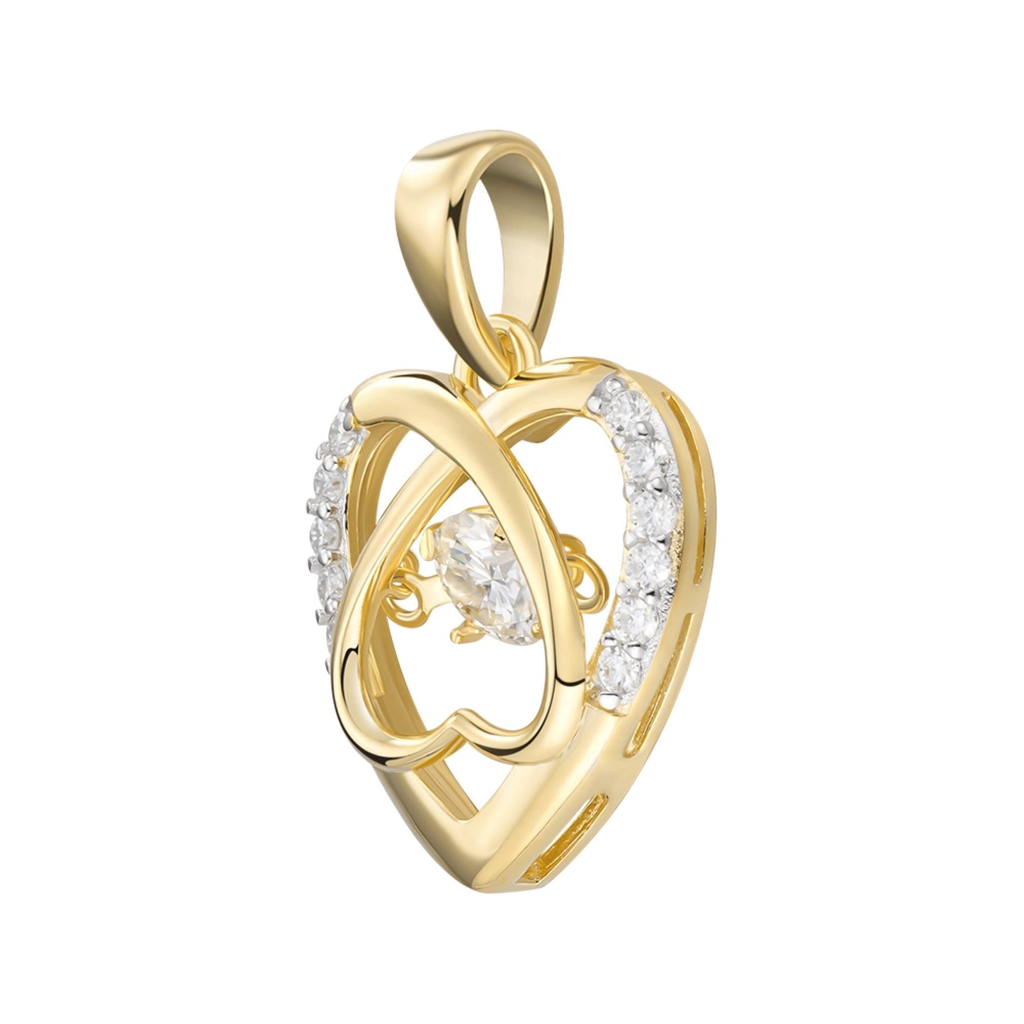 Sterling Silver Round Moissanite Infinity Heart Designer Pendant 3/8 Ctw