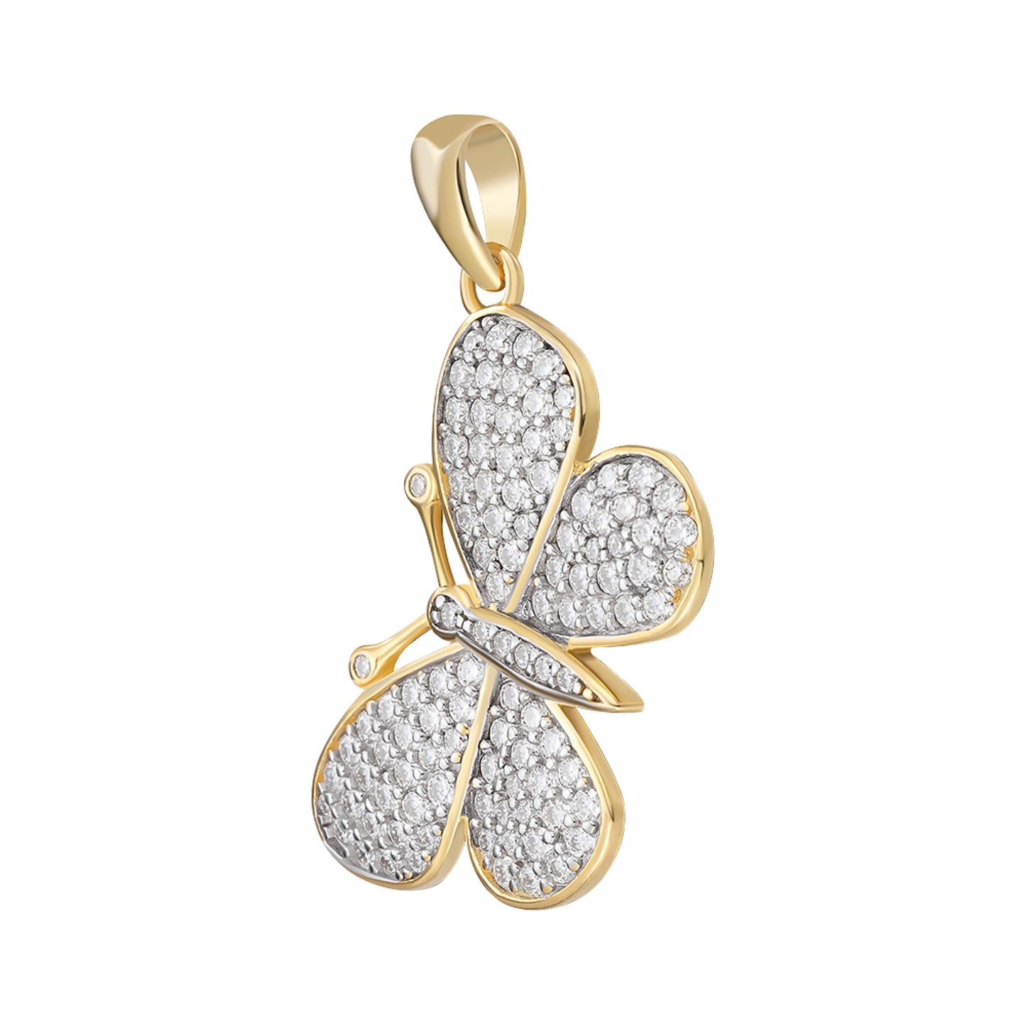 Sterling Silver Round Moissanite Butterfly Animal Pendant 1 Ctw