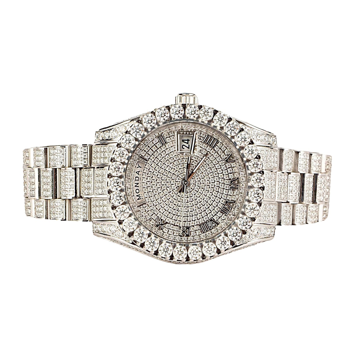 Moissanite Stainless Steel White Band Men Watch 17-1/3 CT