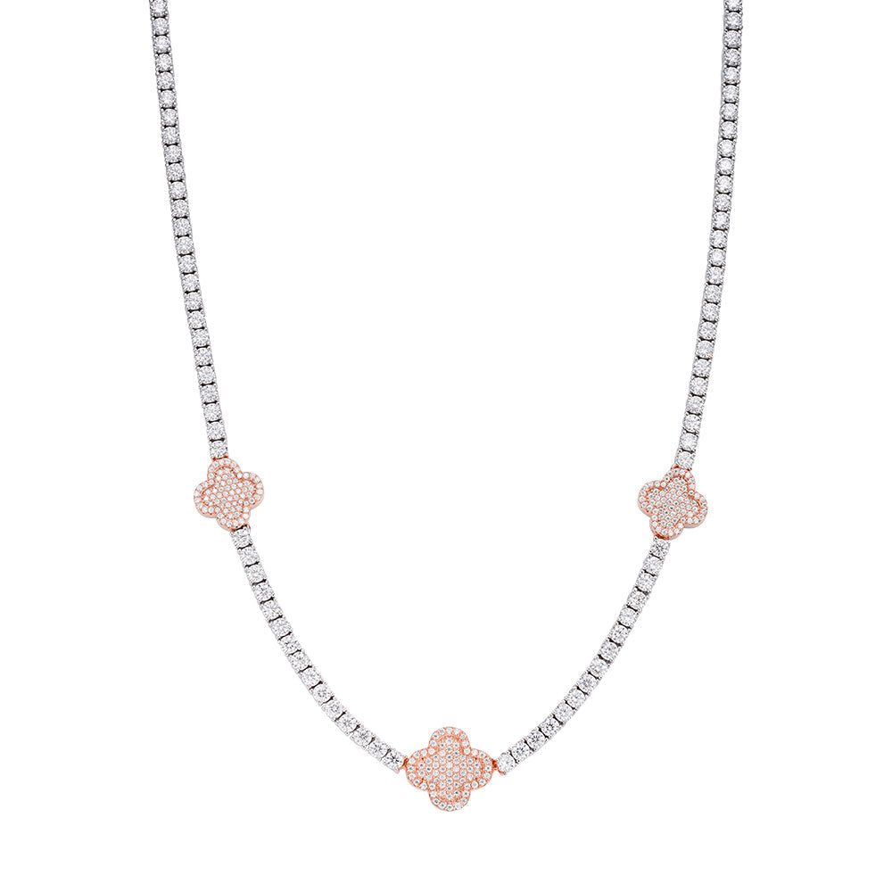 Sterling Silver Round Moissanite 15mm Designer With 3mm Tennis Chain 18 Inch Necklace 1 Ctw