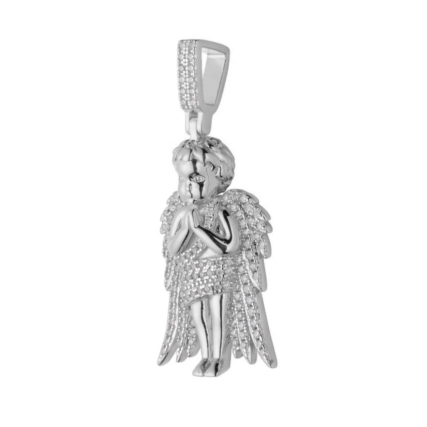 Sterling Silver Moissanite Angel Pendant 7/8 Ctw