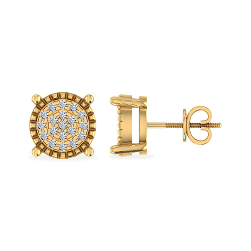 10K Yellow Gold Round Shape Diamond Stud Earrings 1/10 Ctw