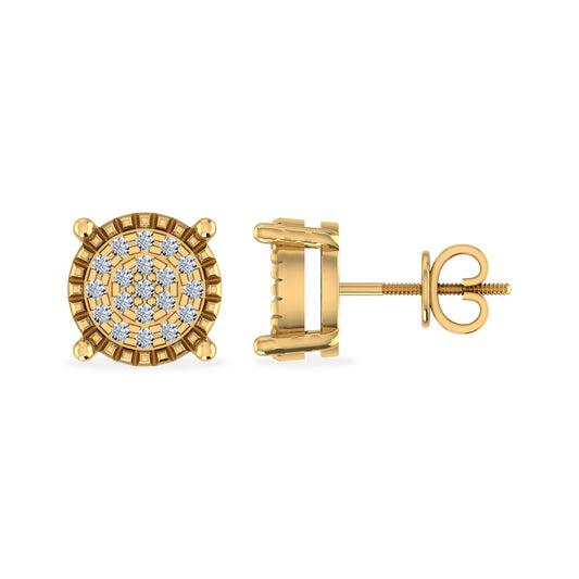 10K Yellow Gold Round Shape Diamond Stud Earrings 1/10 Ctw