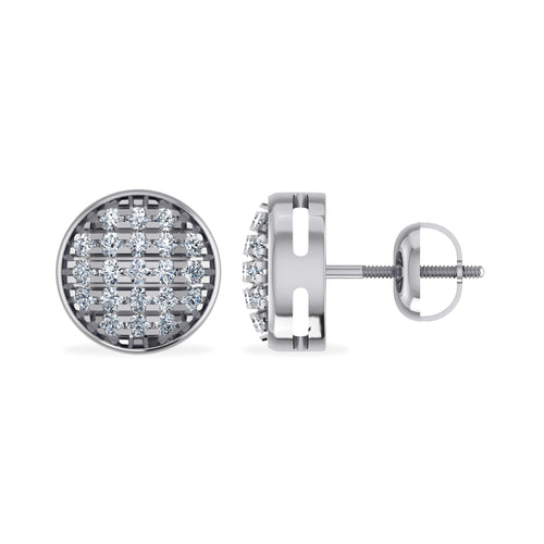 10K White Gold Round Diamond Stud Earrings 1/8 Ctw