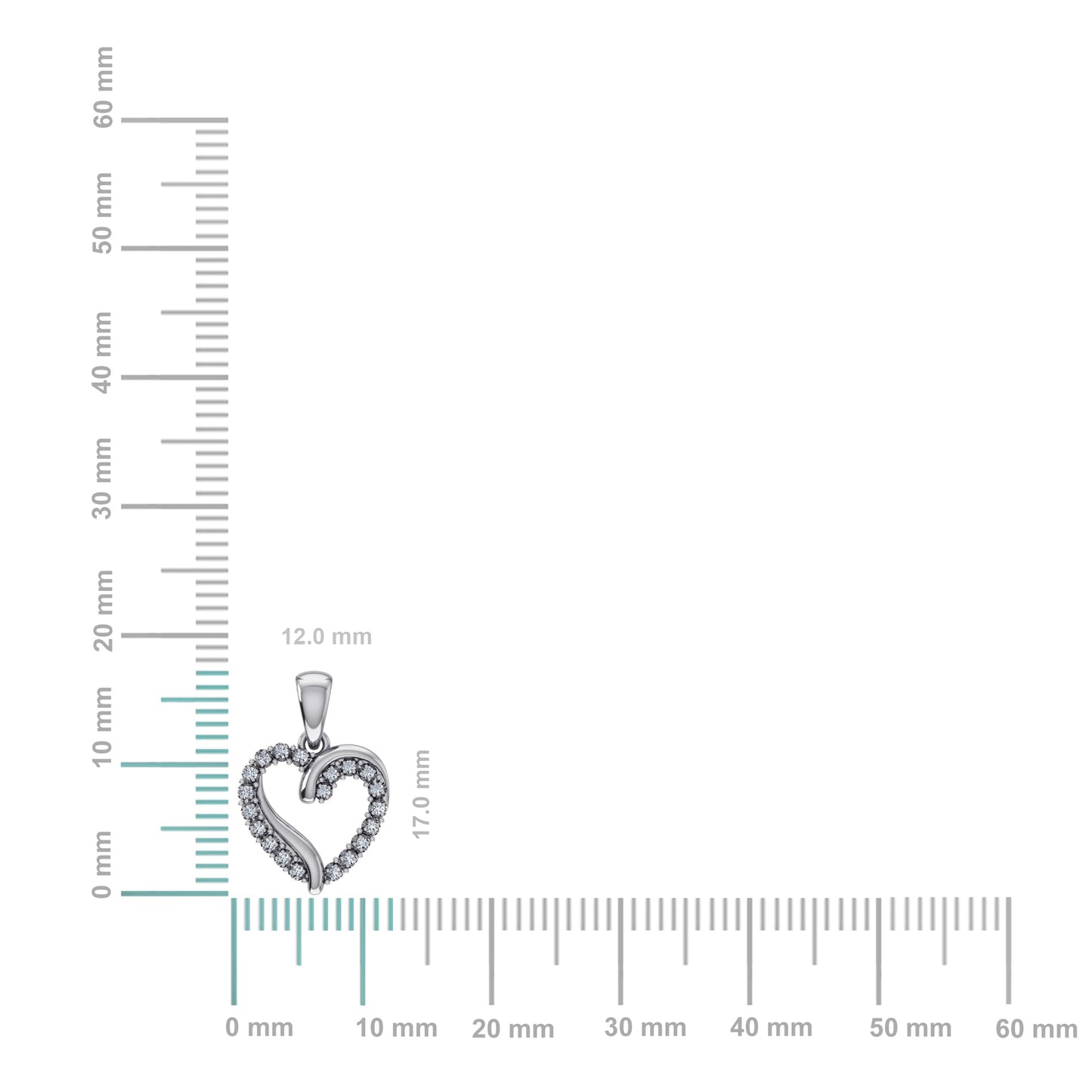 10K White Gold Round Diamond Open Heart Pendant 1/10 Ctw