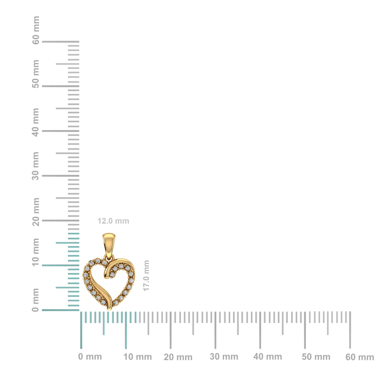 10K Yellow Gold Round Diamond Open Heart Pendant 1/10 Ctw
