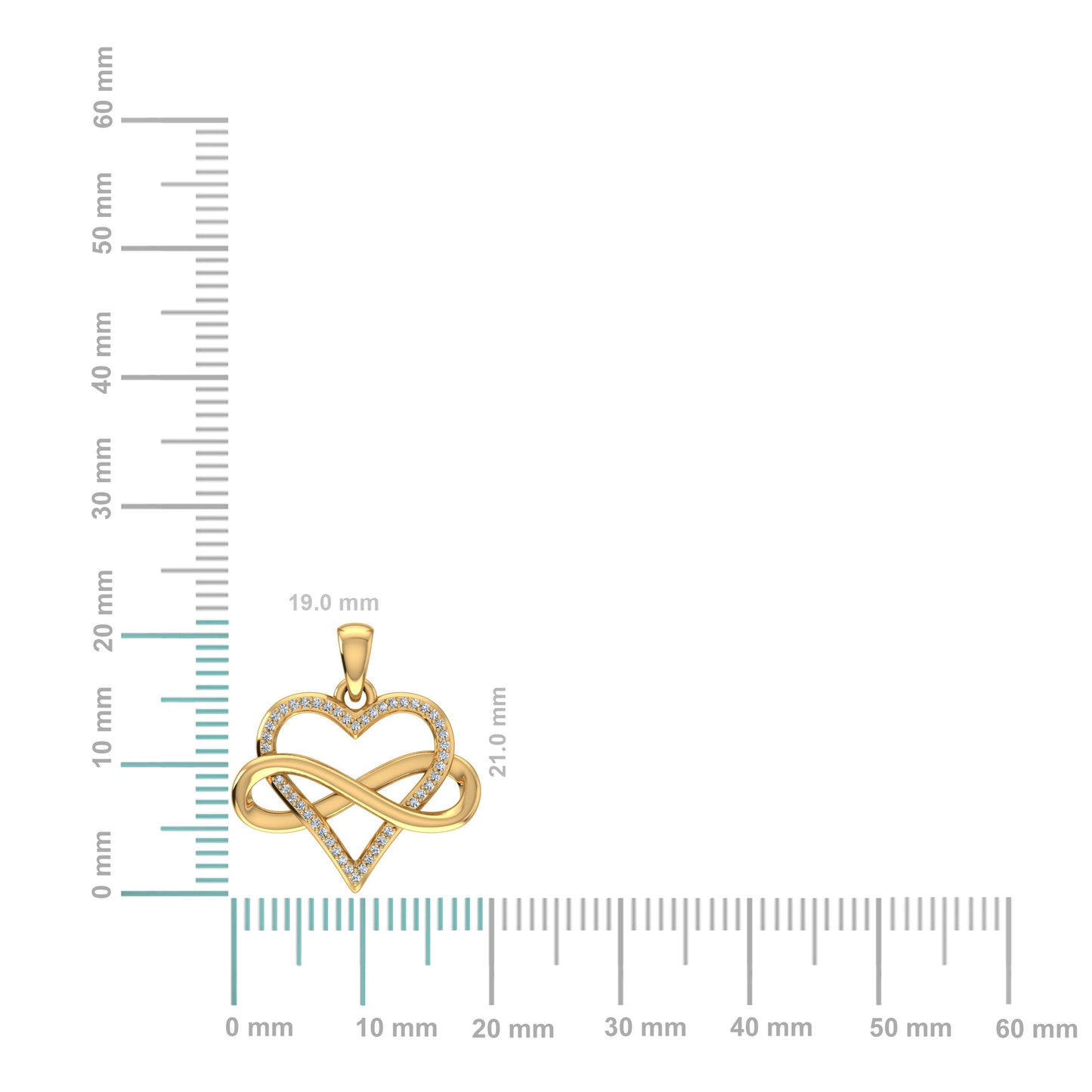 10K Yellow Gold Round Diamond Heart Shape Infinity Pendant 1/10 Ctw