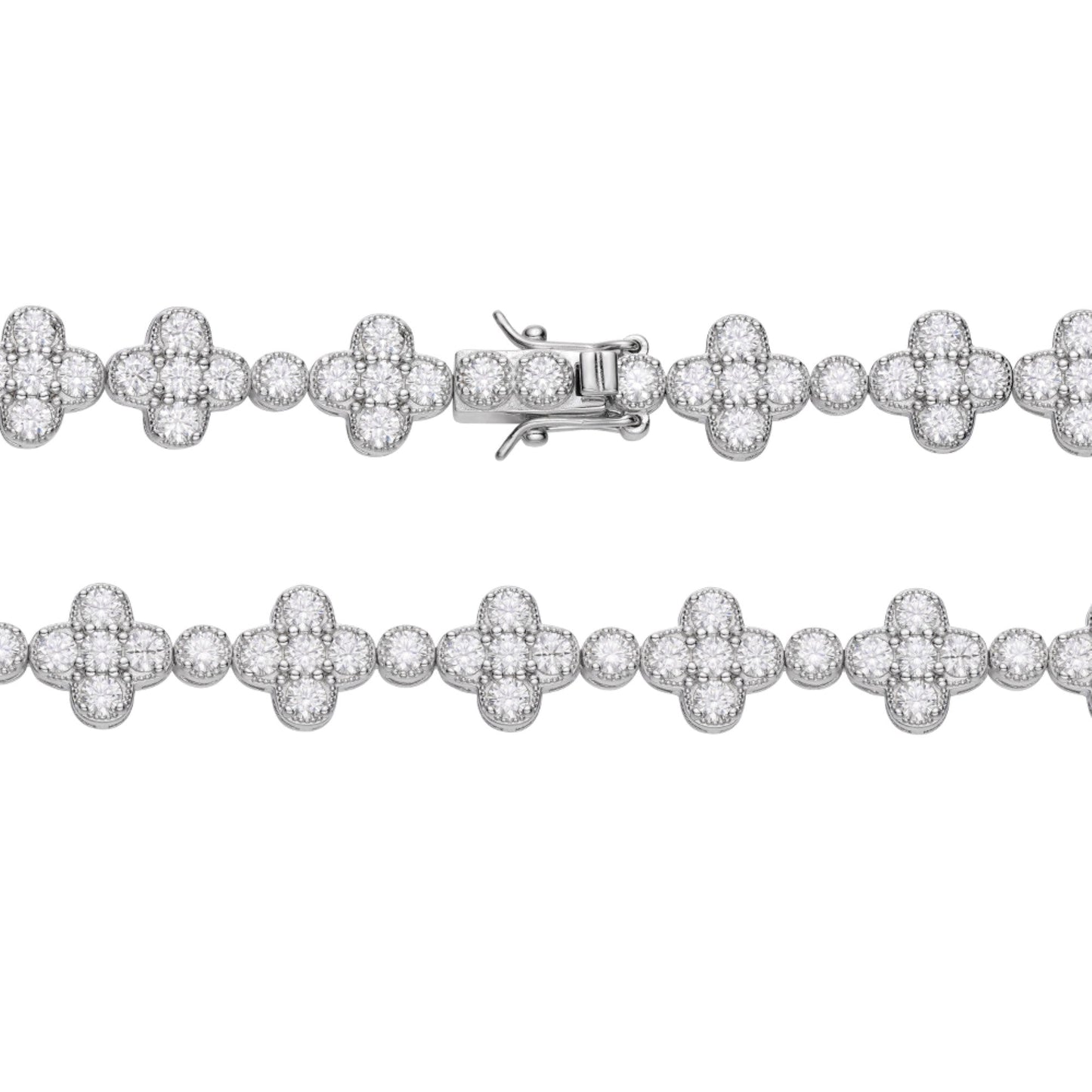 Sterling Silver Round Moissanite Designer Bracelet 8.5 Inch 7-1/3 Ctw