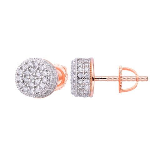 Sterling Silver Round Moissanite Cluster Designer Stud Earrings 7/8 Ctw
