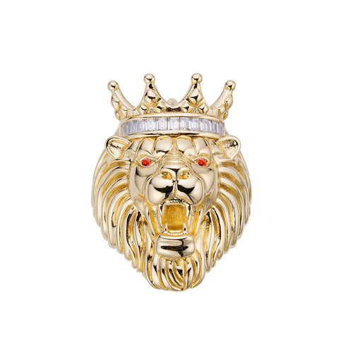 Sterling Silver Round Baguette Moissanite Roaring Lion Crown Designer Men Ring Size 10 1/2 Ctw