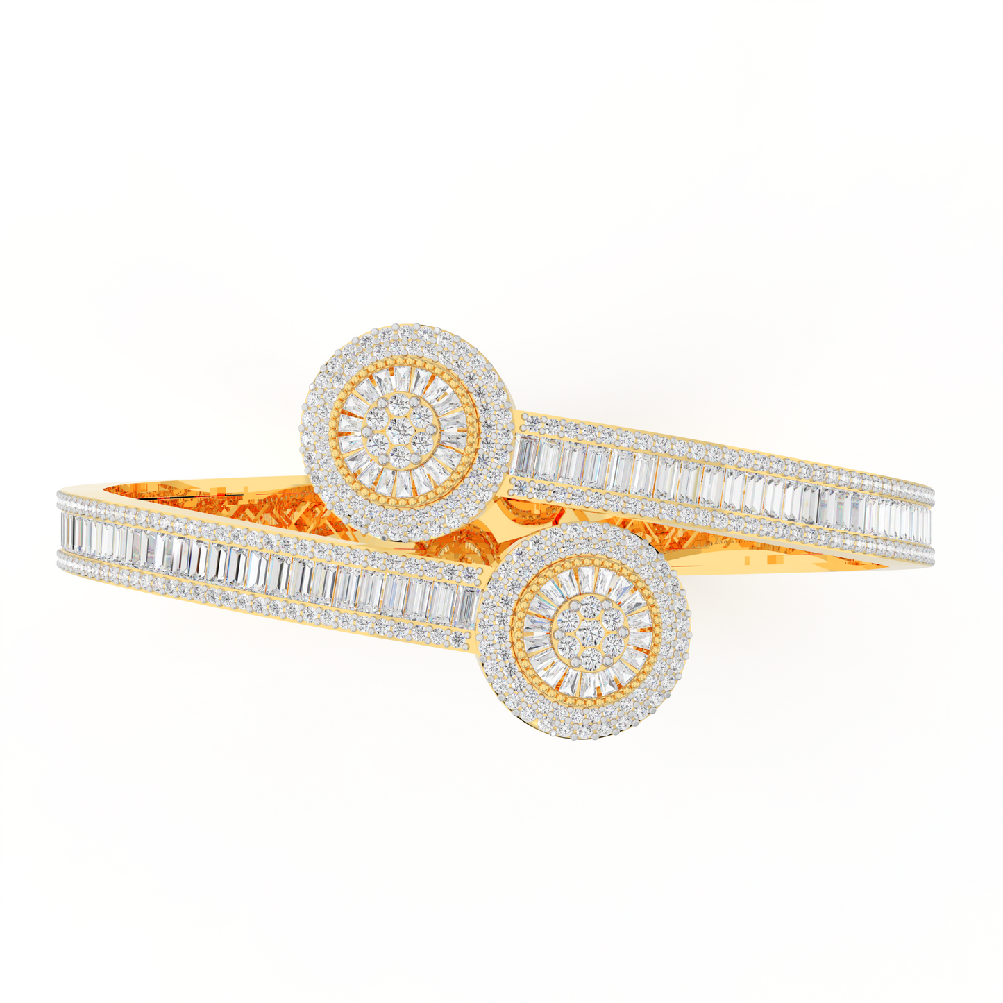 10K Yellow Gold Designer Baguette Bracelet 7 Ctw