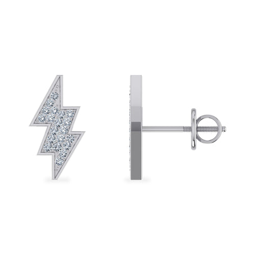 10K White Gold Flash Designer Earrings 1/8 Ctw