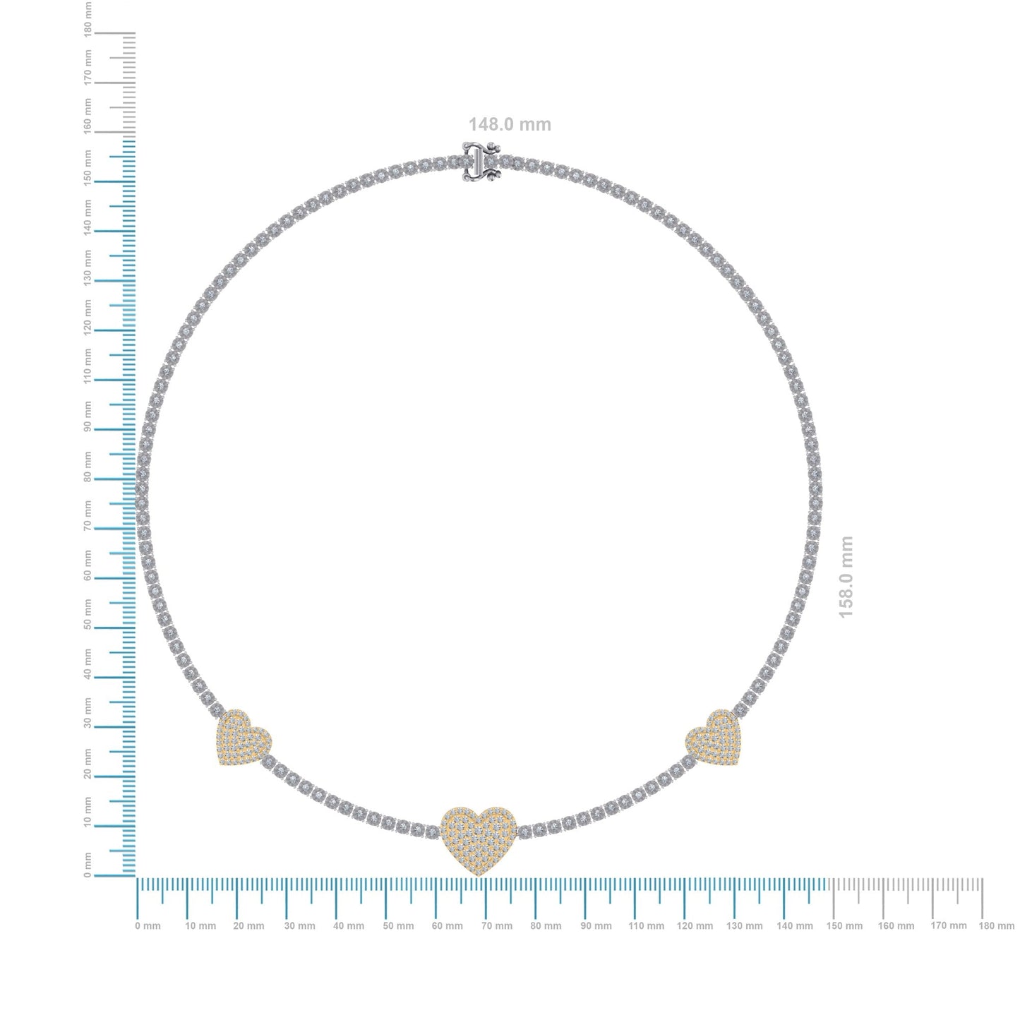 10K Yellow White two tone Gold Round Diamond Heart Designer 18 Inch Necklace 2-7/8 Ctw
