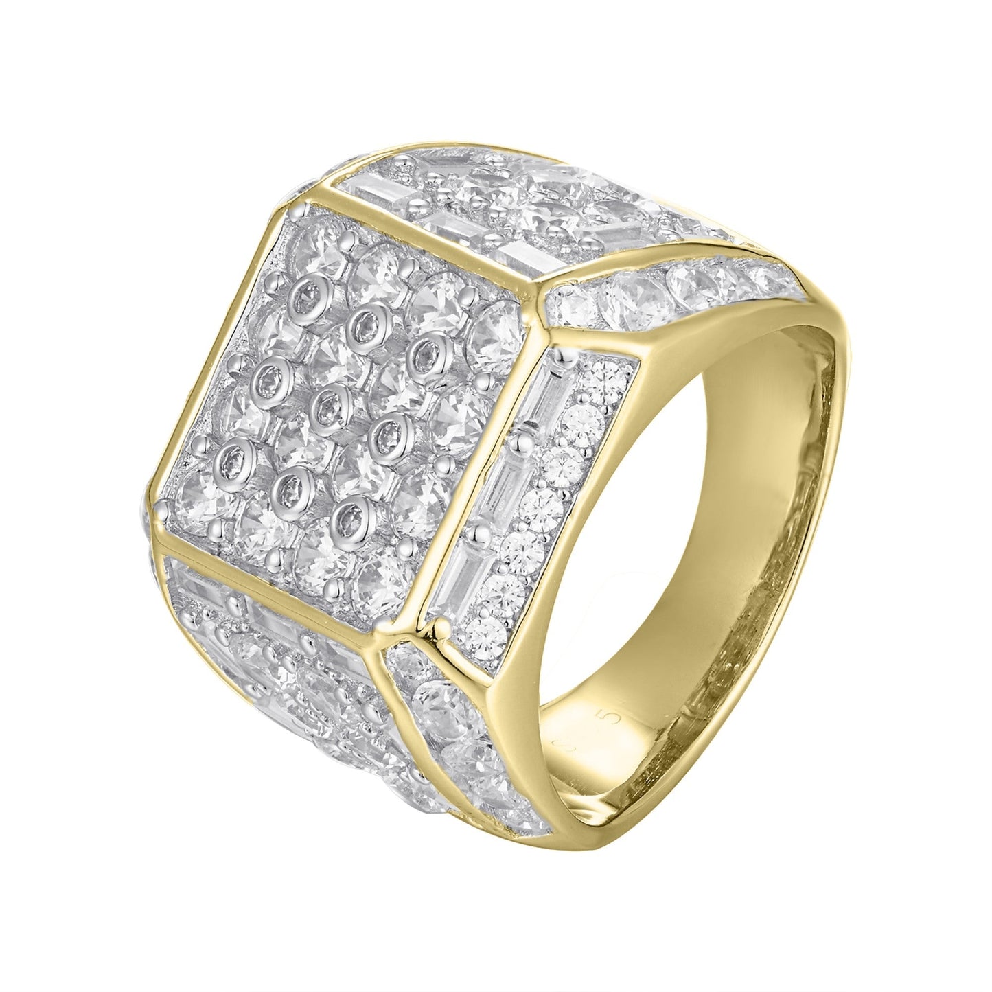 Sterling Silver Cubic Zirconia Square Shape Designer Size 7 Men Ring