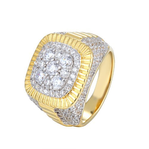 Sterling Silver Cubic Zirconia Square Designer Size 7 Men Ring