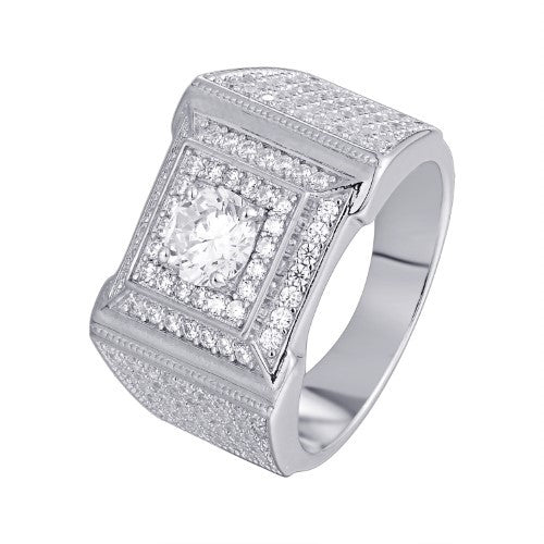 Sterling Silver Square Designer Size 7 Men Rings