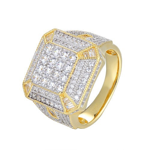 Sterling Silver Cubic Zirconia Square Shape Designer Size 7 Men Ring