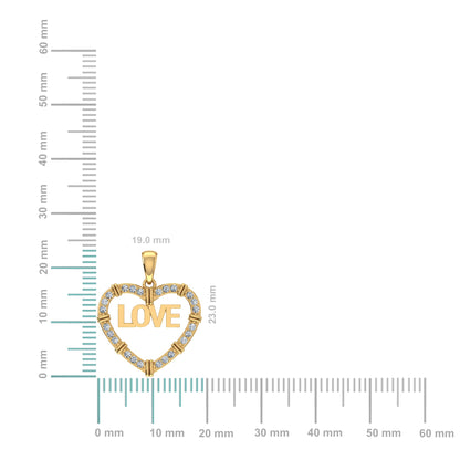 10K Yellow Gold Round Diamond Womens Love Heart Pendant 1/4 Ctw