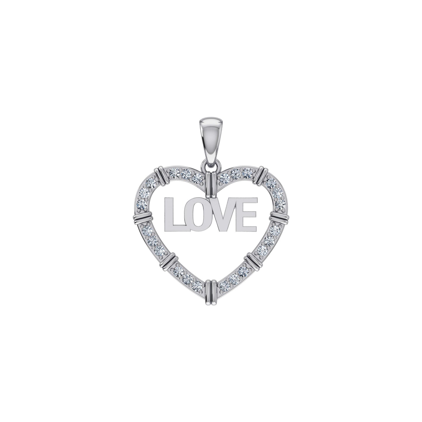 10K White Gold Round Diamond Womens Love Heart Pendant 1/4 Ctw