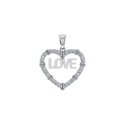10K White Gold Round Diamond Womens Love Heart Pendant 1/4 Ctw