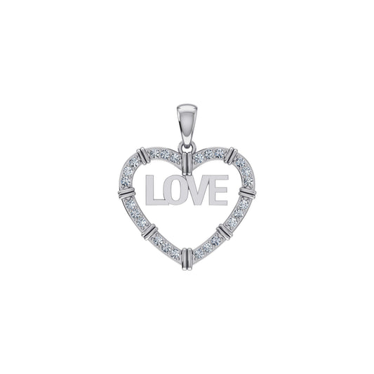 10K White Gold Round Diamond Womens Love Heart Pendant 1/4 Ctw