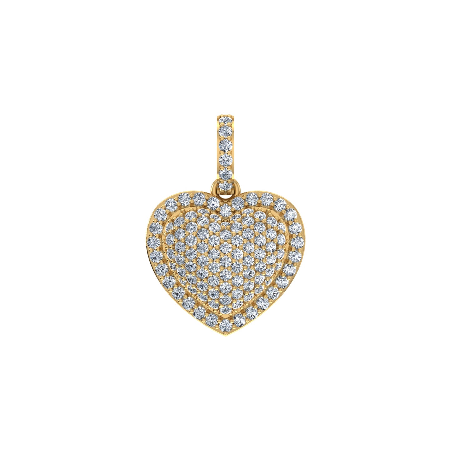 10K Yellow Gold Round Diamond Womens Puffy Heart Pendant 3/8 Ctw