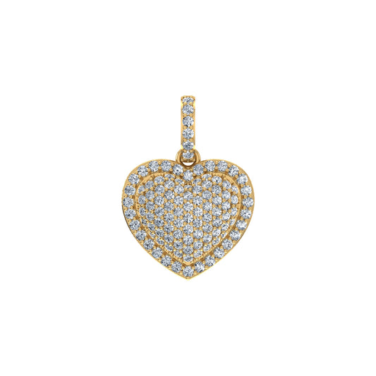 10K Yellow Gold Round Diamond Womens Puffy Heart Pendant 3/8 Ctw