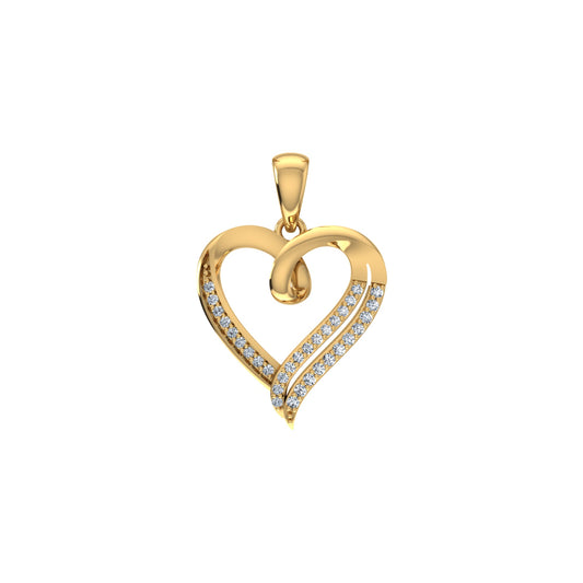 10K Yellow Gold Round Diamond Womens Heart Pendant 1/10  Ctw