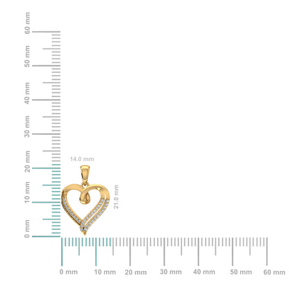 10K Yellow Gold Round Diamond Womens Heart Pendant 1/10  Ctw