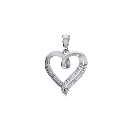 10K White Gold Round Diamond Womens Heart Pendant 1/10 Ctw