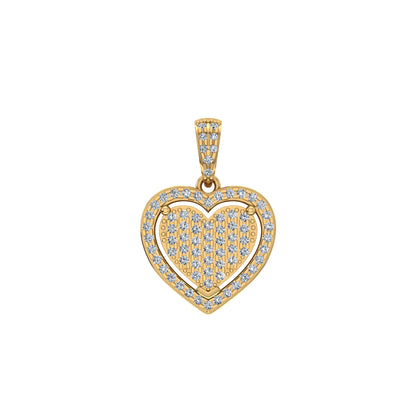 10K Yellow Gold Round Diamond Womens Heart Pendant 1/4 Ctw