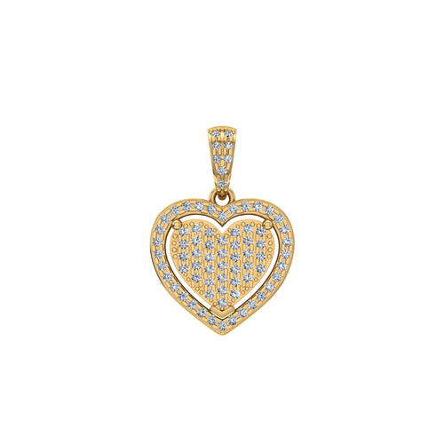 10K Yellow Gold Round Diamond Womens Heart Pendant 1/4 Ctw