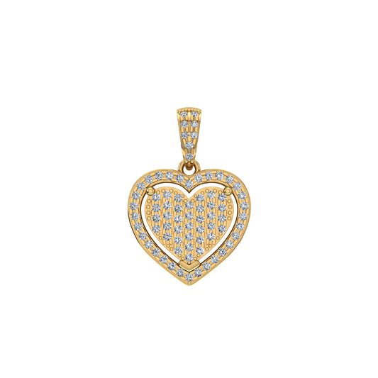 10K Yellow Gold Round Diamond Womens Heart Pendant 1/4 Ctw