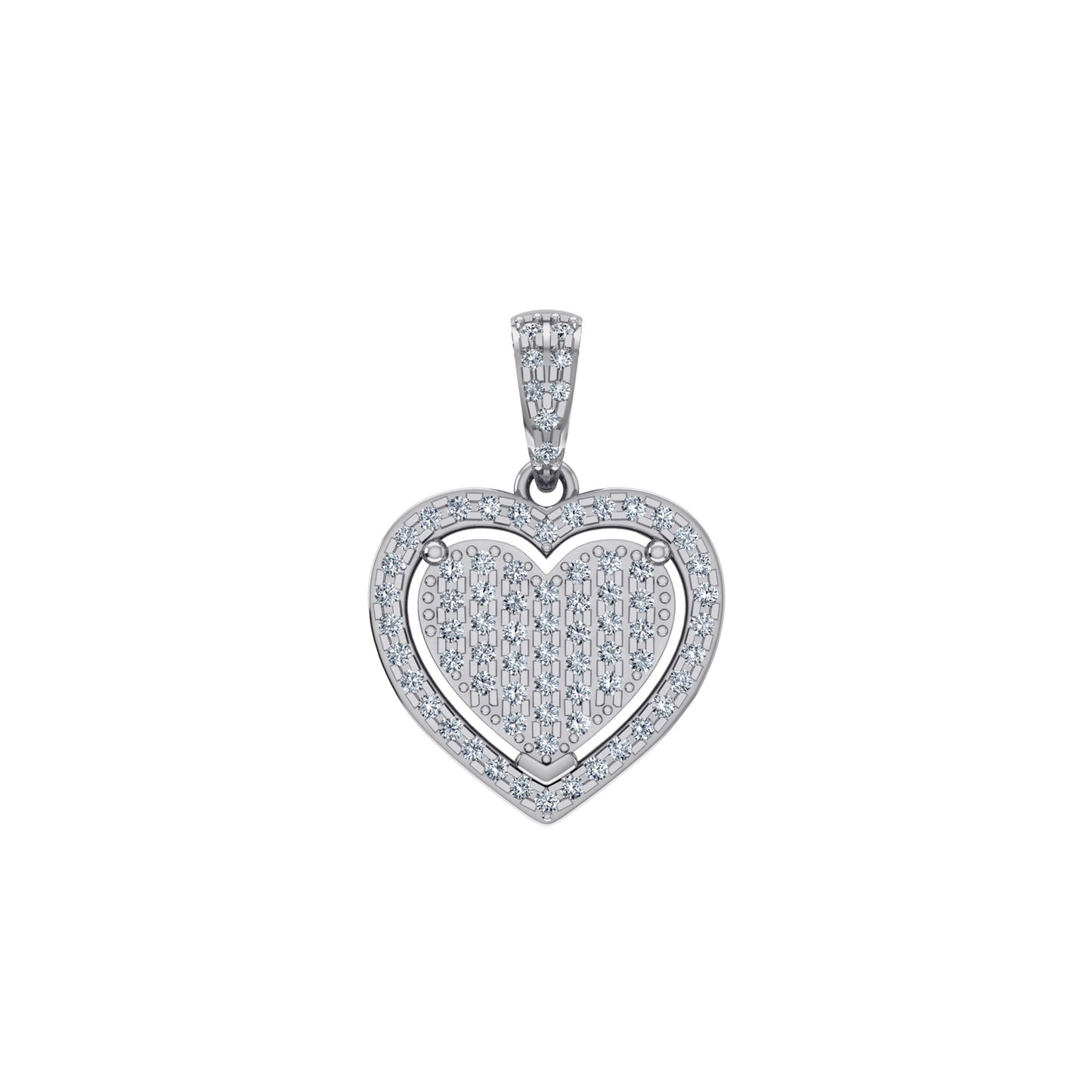 10K White Gold Round Diamond Womens Heart Pendant 1/4 Ctw