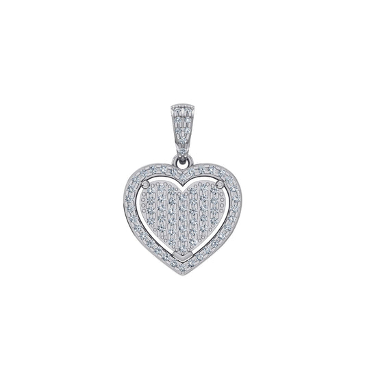 10K White Gold Round Diamond Womens Heart Pendant 1/4 Ctw