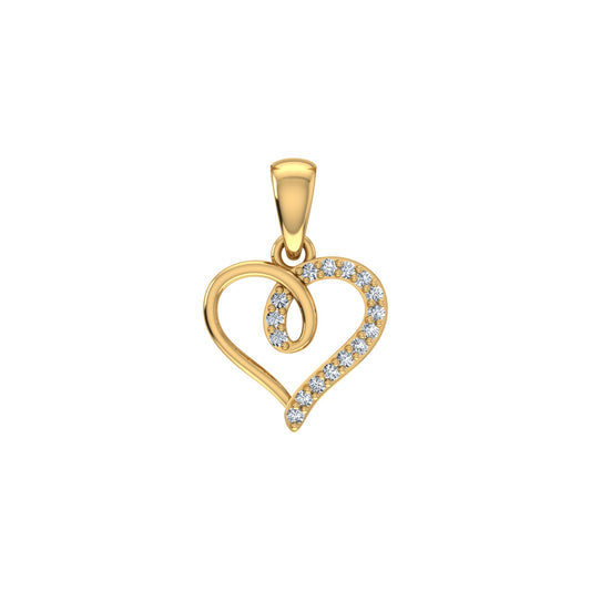 10K Yellow Gold Round Diamond Twisted Heart Pendant 1/25 Ctw