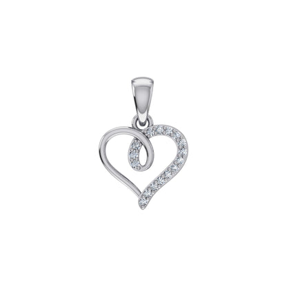 10K White Gold Round Diamond Twisted Heart Pendant 1/25 Ctw