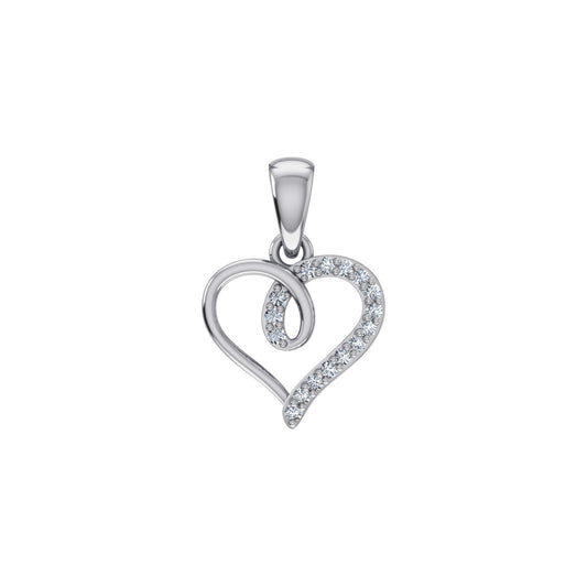 10K White Gold Round Diamond Twisted Heart Pendant 1/25 Ctw