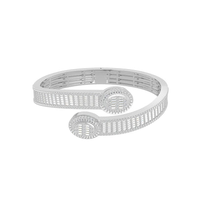 10K White Gold Tw Baguette Bangle Bracelet  5-1/2 Ctw