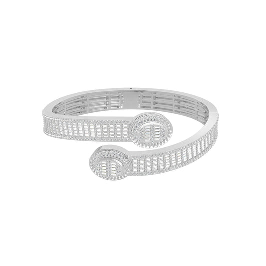 10K White Gold Tw Baguette Bangle Bracelet  5-1/2 Ctw