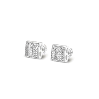 Sterling Silver Round Moissanite Square Shape Stud Earrings 3/8 Ctw