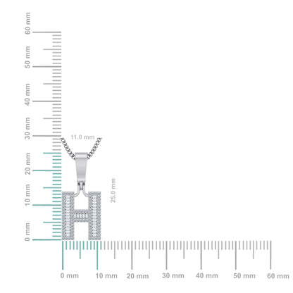 10K White Gold  Tw Baguette Initial H Pendant 3/8 Ctw